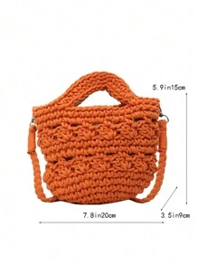 2024 New Fashionable Woven Rope Crossbody Bag With Hollow Out Design, Summer Beach Handbag/Shoulder Bag For Women