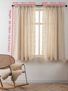 Bubaba 1 件麻布拼布遮光窗帘，波西米亚亚麻镂空流苏装饰板，适用于卧室、客厅、厨房、餐厅、健身房、凸窗、咖啡厅、日常使用和节日，所有季节