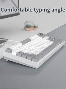 Ajazz Ak820 遊戲機械鍵盤82鍵限量版遊戲鍵盤,適用於個人電腦筆記本電腦,灰色和白色 - 白色 - 查看 4