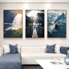 3入組北歐風景啟發畫布印花壁掛鼓勵海報現代裝飾名言報告,無框