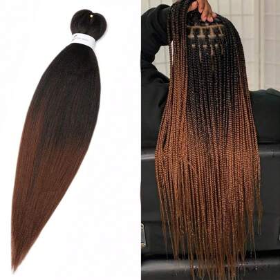 Flätningshår Försträckt 1 st/pack Syntetisk Ombre Professionell mjuk Yaki-struktur, kliande fri, varmvatteninställningsförlängningar för flätor för daglig fest, halloween, cosplay, jul, fester, etc.(1B/30)