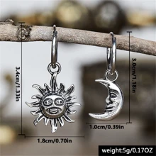 Vintage Bohemian Phong cách mặt trời , Mặt trăng & Mặt Vật rủ xuống Hoa tai Cá nhân hóa Đồ trang sức Đối với Của phụ nữ Buổi tiệc - Bạc - Xem 2