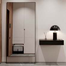 CASSILANDO 165x60cm Floor Mirror, Floor Large Mirror, Standing Mirror, Against Wall For Bedroom, Cladding And Wall Mounted Thin Frame Mirror, Black,Gold