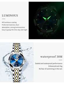 OLEVS. OLEVS Womens Watch Fashion Dress Diamond Female Watches For Ladies Analog Quartz Stainless Steel Waterproof Luminous Day Date Two Tone Wristwatch - VÀNG XANH - Xem 5