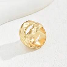 2 枚女士簡約風格金色黑石裝飾戒指 - A - 查看 6