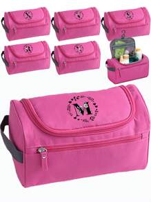 旅行洗漱包男女便携式悬挂式洗漱包 26 首字母 A 到 Z 大容量化妆品收纳包防水化妆包适用于浴室旅行收纳包、化妆包、化妆包、度假收纳包、大容量化妆品收纳包化妆盒，适用于口红、刷子、护肤品、手机、硬币、小物品，适用于家庭、礼物、度假和节日万圣节圣诞节多功能用途、波西米亚风、适用于假日海滩、浴室收藏、卧室收藏、大容量 - 粉色 - 查看 1