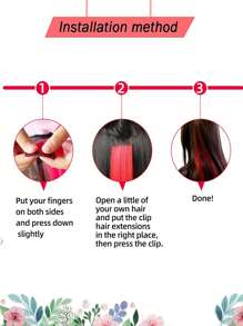 10 cái/gói tóc nối kẹp nhiều màu sắc, tóc nối tổng hợp rực rỡ cho tiệc tùng/lễ hội dành cho phụ nữ - Màu Đỏ Sâu - Xem 8