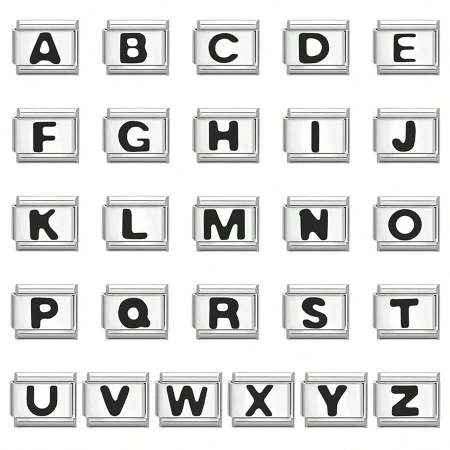 1入組信件傳統經典款模塊魅力手鐲,手工鏈接diy製作復古配飾