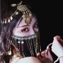 Chinese Phụ kiện Pha lê Tua Lưới Mặt Màng che mặt Toàn trận Kem chống nắng Cổ xưa Tấm che mặt Gai Chống cực tím Màng che mặt Đối với phụ nữ Nghệ thuật Ảnh Kinh điển Nhảy - màu đen - Xem 6