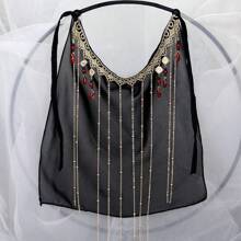 Chinese Phụ kiện Pha lê Tua Lưới Mặt Màng che mặt Toàn trận Kem chống nắng Cổ xưa Tấm che mặt Gai Chống cực tím Màng che mặt Đối với phụ nữ Nghệ thuật Ảnh Kinh điển Nhảy - màu đen - Xem 9