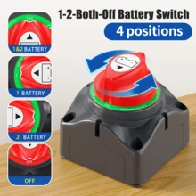 1pc 1-2-Both-Off Battery Disconnect Switch 12V-48V Waterproof Dual Battery Kill Switch Heavy Duty Battery Isolator Switch For Marine Boat Car RV ATV UTV Vehicles - Red - View 5