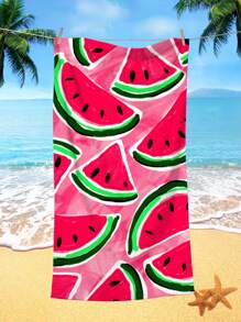 1pc Fruit Watermelon Pattern Beach Towel, Ultra-Fine Fiber Printed Quick-Drying Absorbent Towel For Swimming, Beach, Travel, Hiking And Camping Summer Travel, Vacation Holiday Bathroom Decor Beach Essentials