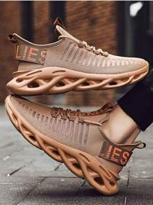春季情侶休閒運動鞋,透氣網設計,薄刀底,輕便跑鞋 - 棕色 - 查看 1