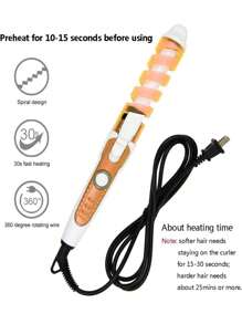Rizador de pelo portátil profesional, rizador de pelo de cerámica, rizador de pelo ,PUNTA DE ESPIRAL - Multicolor - Ver 10