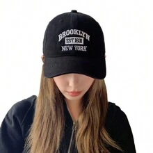 1 pièce Casquette de baseball à visière incurvée, design avec lettres brodées, convient pour une utilisation quotidienne au printemps et en été, style casual de rue