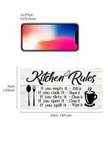 1 件创意木制厨房规则英文标志装饰，轻质材料壁挂装饰，适用于家庭餐厅厨房聚会派对等，家居装饰，房间装饰，墙壁装饰厨房装饰 - 彩色 - 查看 5
