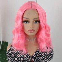 Màu hồng Ngắn Dợn sóng Tóc giả Glueless Sợi tổng hợp Ren Tóc giả Đối với phụ nữ Lỏng lẻo Quăn Tóc giả Sáng Màu hồng Ngắn Bob Phong cách Sóng lỏng lẻo Quăn Sợi tổng hợp Tóc Ở giữa Phần Đầy màu sắc Tự nhiên Sóng lỏng lẻo Tóc giả Chống nóng Chất xơ Tóc 14 Inch - Hồng - Xem 1