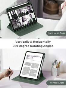 Apple Anti-Scratch IPad Case Compatible With Built-In Pencil Holder, 360 Degree Rotating Folio Stand Cover, Premium Shockproof Auto Wake/Sleep And Flexible Viewing Angles - Dark Green