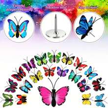 10/20/30pcs/Set Colorful Simulation Butterfly Thumbtack For Wall Decoration, Random Pattern, Suitable For Photo Board Or Bulletin Board Back To School - Multicolor - View 4