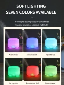 1pc 500ml Remote Control Colorful Light Essential Oil Diffuser, Ultrasonic Humidifier, Quiet Air Purifier For Car And Home - White - View 4