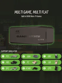 2.4g無線32位4k高清視頻輸出usb雙玩家擴展記憶卡支援10000多款經典復古遊戲,即插即用手持式便攜式復古遊戲機電子迷你遊戲站玩具節日禮物 - 黑色 - 查看 6