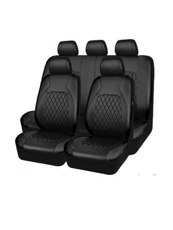 5-Seats Leather & Pvc Material Car Seat Covers, Suitable For Medium And Small-Sized Cars