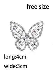 Hollow Out Rhinestone Butterfly Ring, Gorgeous Exaggerated Finger Ring That Will Not Fade, Hand Accessory Elegant Royal - Silver - View 2