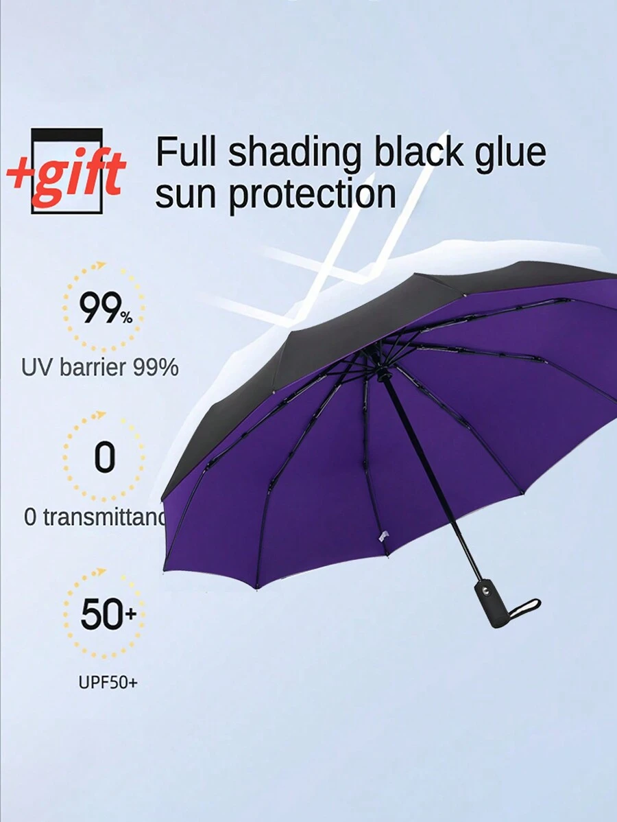 1pc Inverted Anti-Uv Black Coating Ten Rib Umbrella Boy Valentine Heart Valentine Summer Cooling,Beach,Travel - Multicolor - View 1