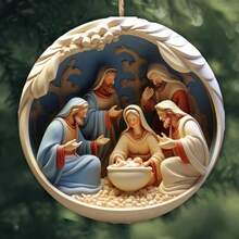 Nuevo Llegada Navidad 3d Colgante De Acrílico Con Escena De La Natividad De Jesús Para Autos, Para Bendiciones - Negro - Ver 7