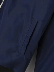 男友风男士户外休闲拉链立领运动夹克 - 藏蓝色 - 查看 2