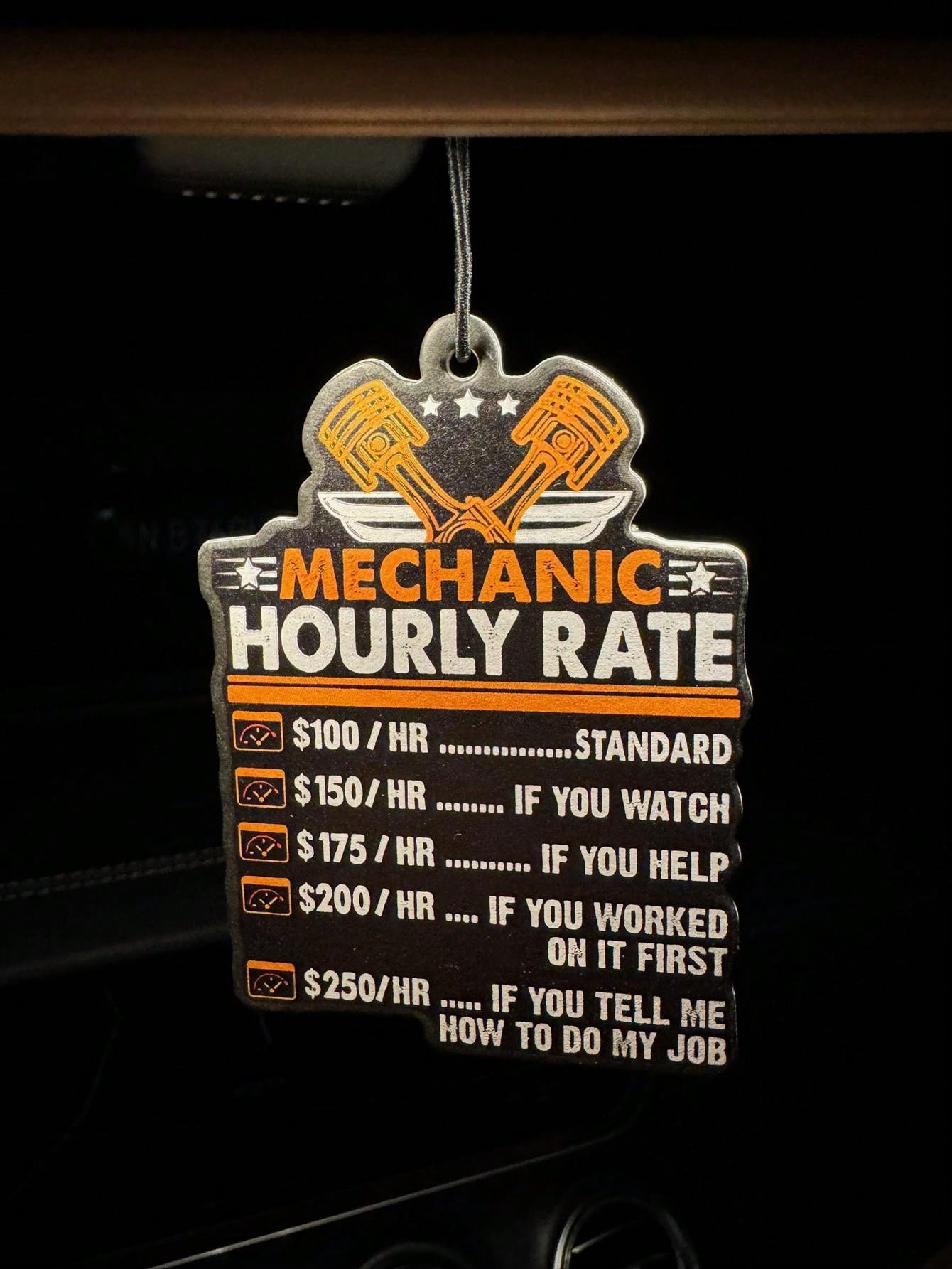 Mechanic Hourly Rate Funny Car Fragrance Cartoon Air Freshener Vent Clip Japan Anime Rearview