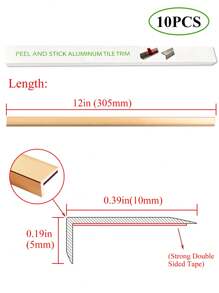 10 miếng/gói 12 inch (305mm) viền gạch nhôm bóc ra và dán, lớp lót gạch tự dính để trang trí góc, viền ốp tường bếp trang trí màu vàng bóng, nhãn dán, decal dán tường, decal vinyl trang trí nhà cửa, vật dụng trang trí mùa xuân làm mới ngôi nhà của bạn, nhãn dán trang trí Rama - Vàng - Xem 5