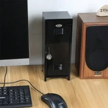 Mini Locker With Lock & Keys, Metal Small Locker For Desktop Lockbox, Doll Clothes Storage Organizer, Money Safe And Cash Lock Box - Black - Black - View 6