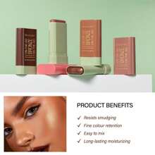 Cream Contour Stick, Bronzer Stick Facial Contouring Stick,Long Lasting Highlight Contour Makeup,Buildable Face Bronzer Face Shaping - 01,溫暖的光芒 - 查看 8