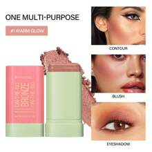 Cream Contour Stick, Bronzer Stick Facial Contouring Stick,Long Lasting Highlight Contour Makeup,Buildable Face Bronzer Face Shaping - 01,溫暖的光芒 - 查看 2