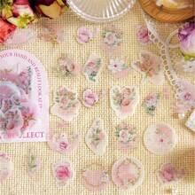 1 包 30 张复古花卉美学贴纸、装饰拼贴工艺材料、个性化剪贴簿规划艺术用品、节日礼物（6 种随机款式） - 黃色 - 查看 3