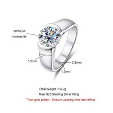 Anillo Solitario De Moissanita Para Mujer, Joyería Nupcial De Compromiso Y Boda - Blanco - Ver 3