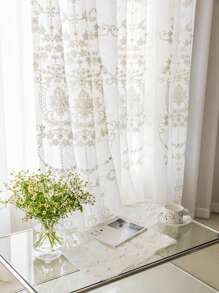 1pc High-End French Beaded Embroidery White Gauze Curtain