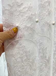 1pc High-End French Beaded Embroidery White Gauze Curtain