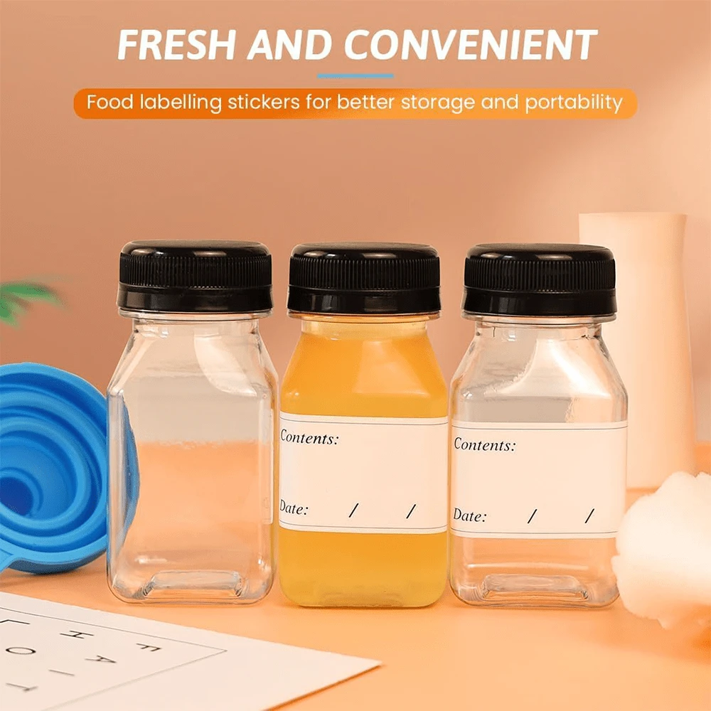 10 Pcs Juice Bottles,4oz/120ml Shot Bottles With Lids,Plastic Bottles Mini Clear Juice Bottles Reusable Clear Drink Bottles,Mini Shot Bottles For Smoothies Juice Milk Water And Other Beverages - Multicolor - View 1