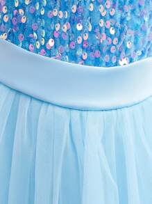 Girls Sequin Mesh Tulle Princess Dress, Suitable For Flower Girl, Party, & Elegant, Excluding Headband
