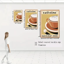 3 件意大利浓缩咖啡壶咖啡豆墙面艺术帆布画海报和印刷品墙壁画适用于咖啡馆客厅装饰可选框架 - 紅白色 - 查看 11