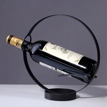 Tối giản Tròn Kim loại Giá rượu - màu đen - Xem 1