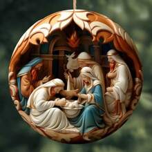 Nuevo Llegada Navidad 3d Colgante De Acrílico Con Escena De La Natividad De Jesús Para Autos, Para Bendiciones - Negro - Ver 6