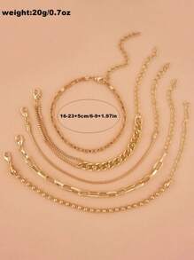 5pcs/Set Women's Fashion Chain Bracelets With Multiple Elements, Creative & Retro Style, Suitable For Gift, Party, Daily Wear And Layered Style Outfit
