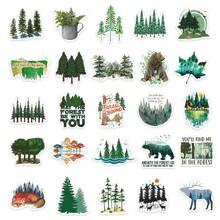 50pcs Green Forest Theme Stickers For Diy Laptop, Phone Case, Water Bottle, Waterproof Pvc Adhesive Decals With Creative Letter Design Back To School - Multicolor - View 3