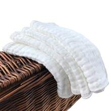 6pcs Pure White Baby Towels - Unisex 6 Layer Gauze Design, Strong Water Absorption, Soft & Comfortable, Healthy & Can Be Used As Burp Cloths, Towels, Face Cloths, Etc., Suitable For All Seasons - Best Gift For Holidays And The Best Choice For New Parents - White - View 6