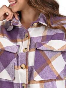 Basic Jacket For Women With Bags Casual Fashion - Purple - View 4