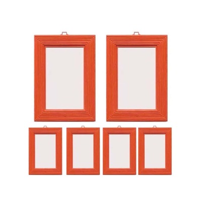 KIT 6 ESPELHOS COM MOLDURA PLASTICA LARANJA N14