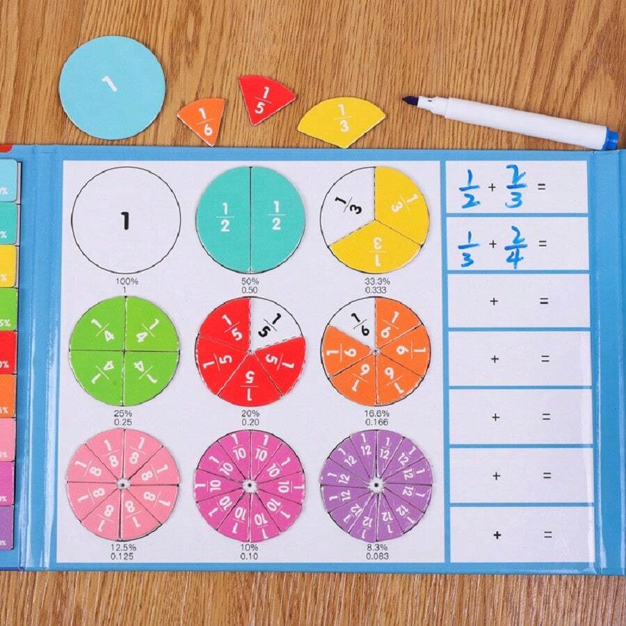 3-In-1 Children Fraction Workbook, Demonstrator And Calculator With ...